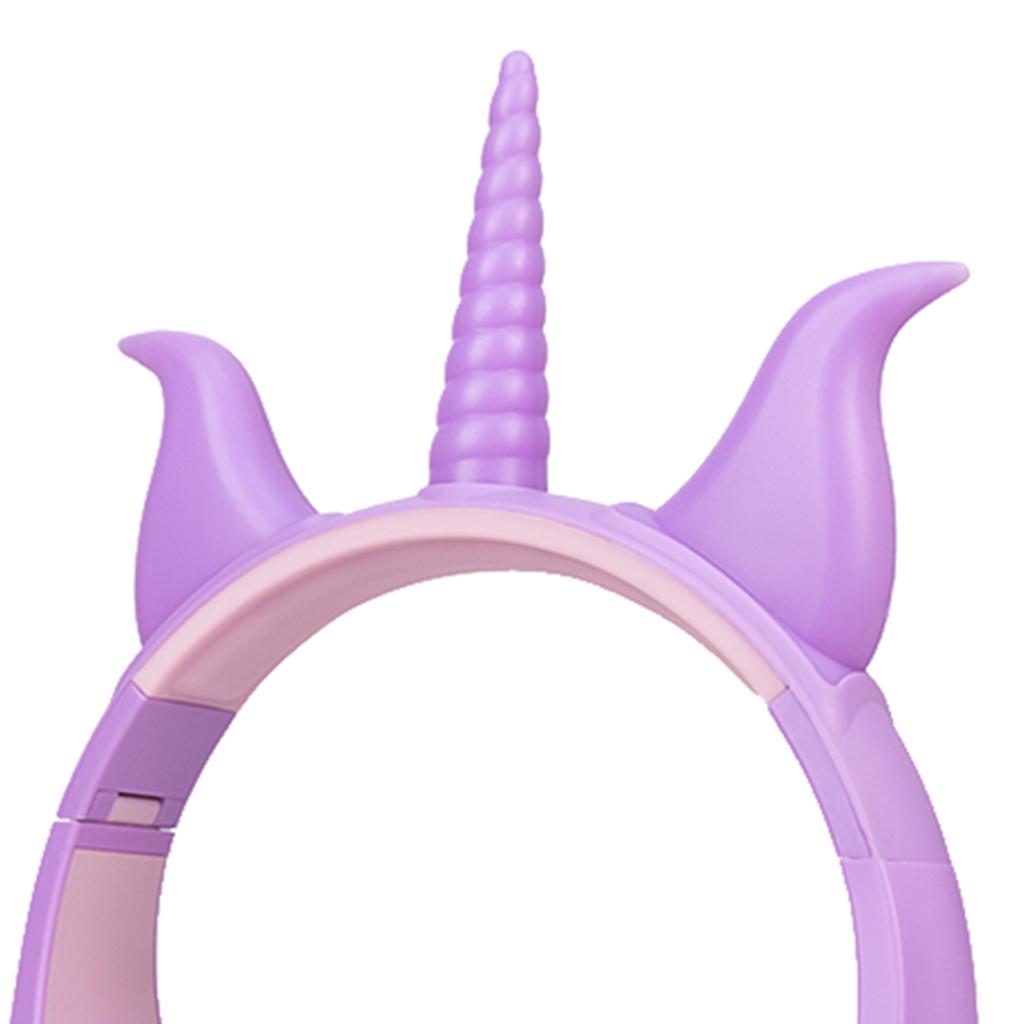 Cute Unicorn 3.5mm Wired Headphone Girls 103dB Music Headset Purple