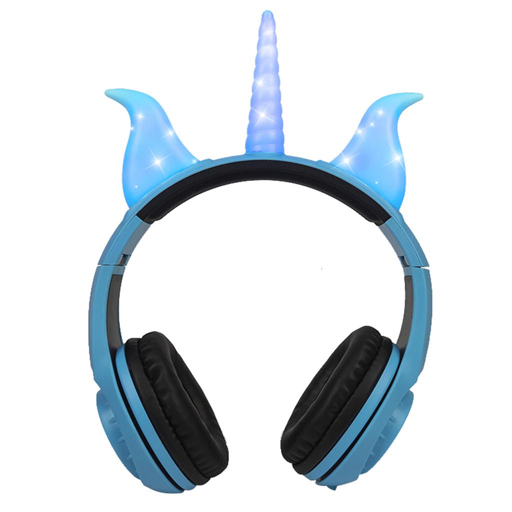 Cute Unicorn 3.5mm Wired Headphone Girls 103dB Music Headset Blue