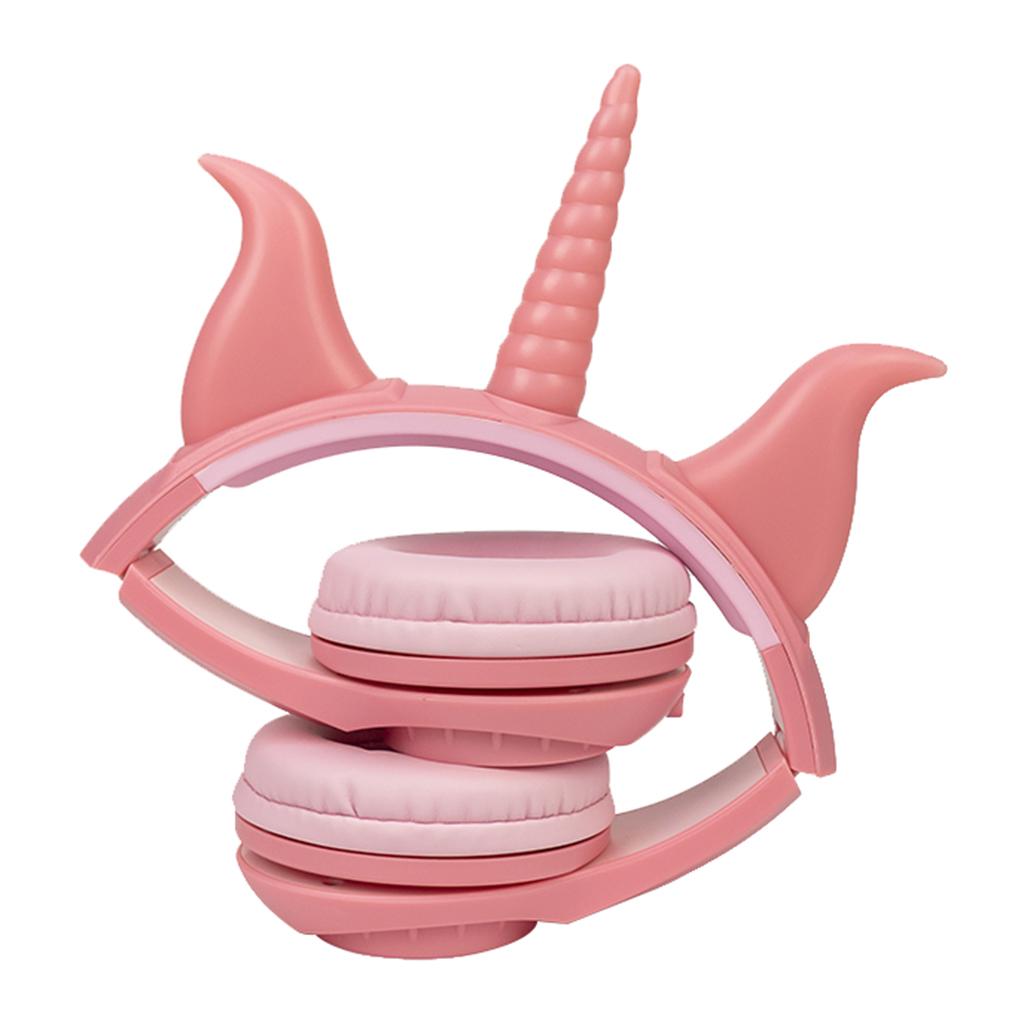Cute Unicorn 3.5mm Wired Headphone Girls 103dB Music Headset Peach