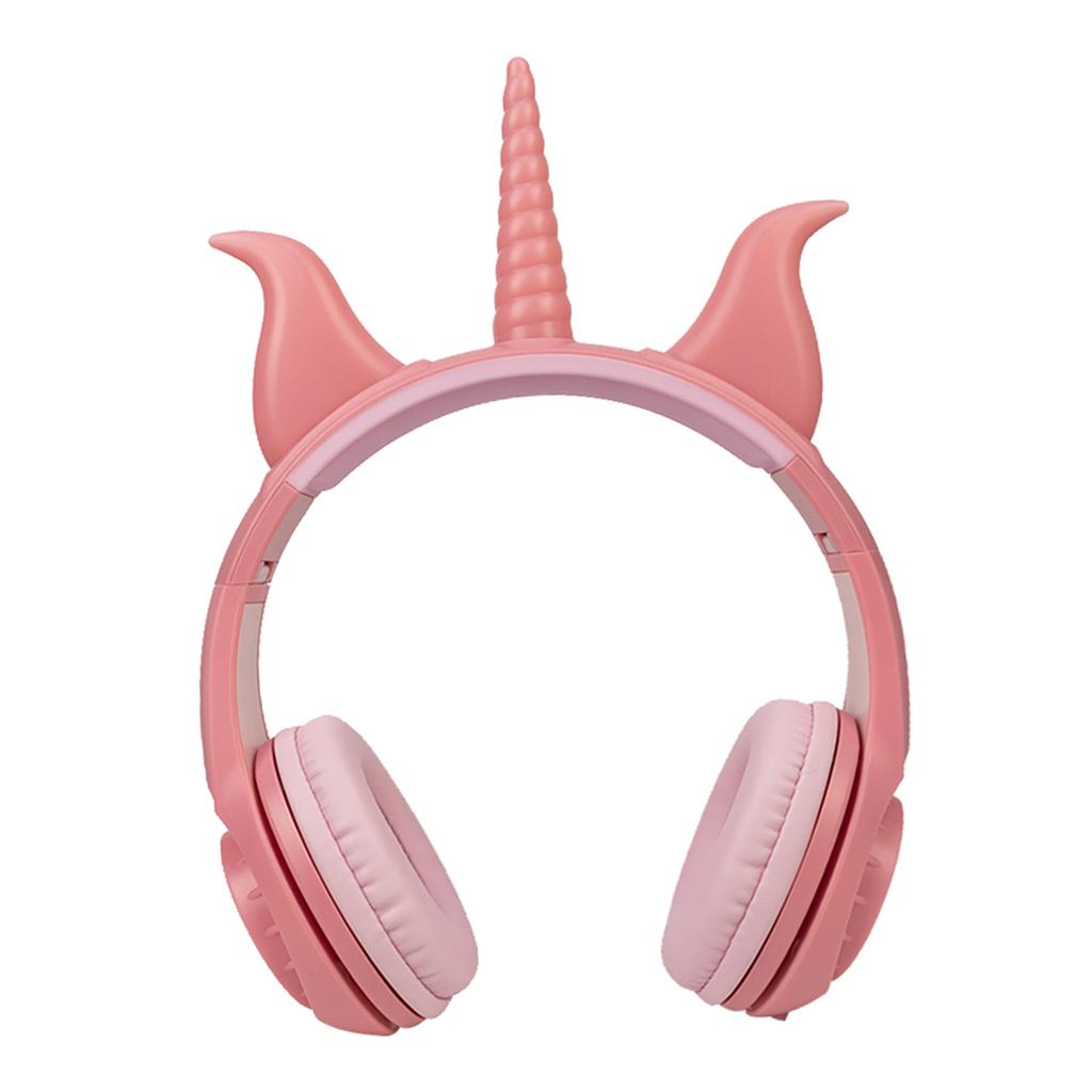 Cute Unicorn 3.5mm Wired Headphone Girls 103dB Music Headset Peach