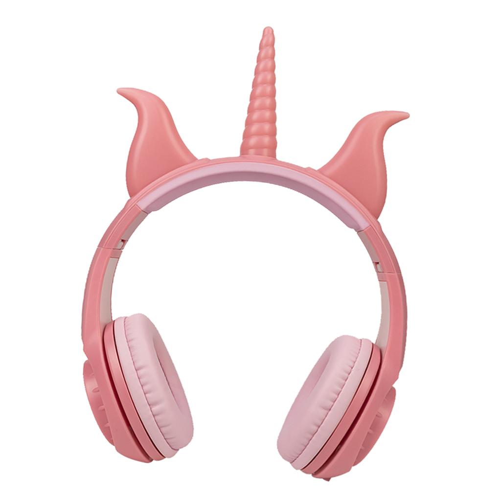 Cute Unicorn 3.5mm Wired Headphone Girls 103dB Music Headset Peach