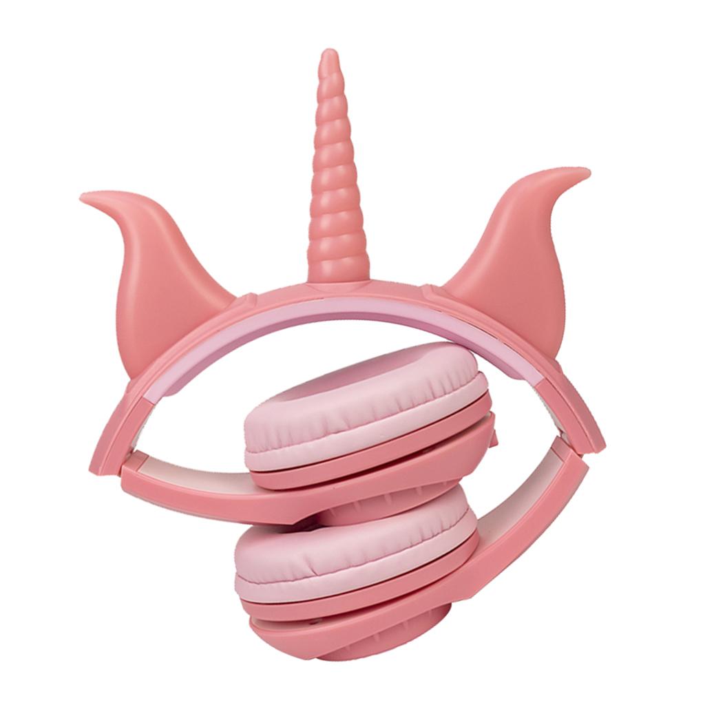 Cute Unicorn 3.5mm Wired Headphone Girls 103dB Music Headset Peach