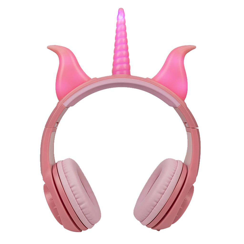 Cute Unicorn 3.5mm Wired Headphone Girls 103dB Music Headset Peach