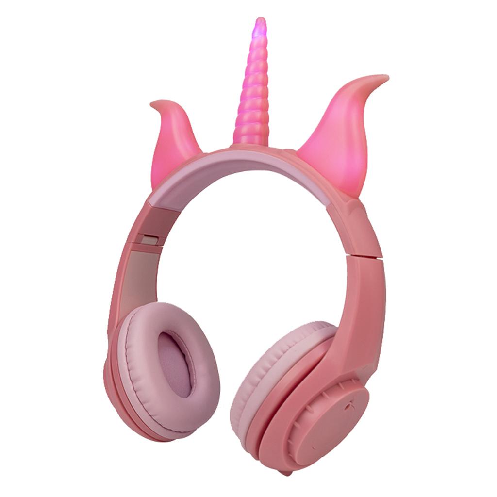 Cute Unicorn 3.5mm Wired Headphone Girls 103dB Music Headset Peach