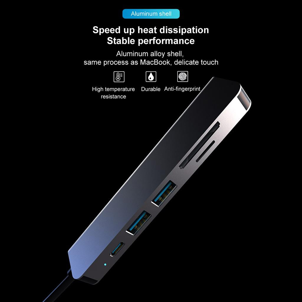 6 in 1 Type C to HDMI USB 3.0 Adapter Converter SD/TF Card Reader