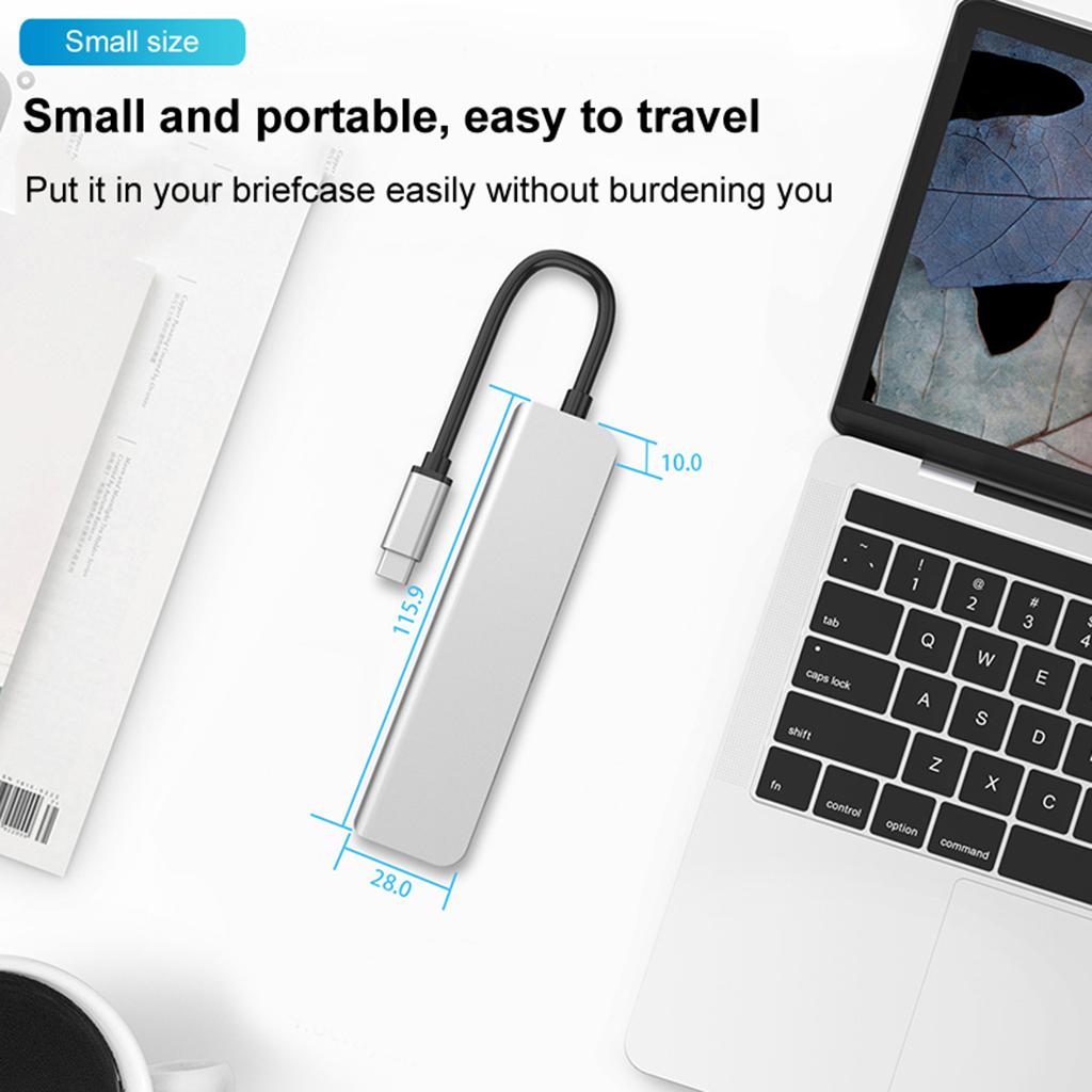 6 in 1 Type C to HDMI USB 3.0 Adapter Converter SD/TF Card Reader