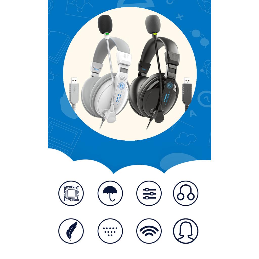 D3000 Wired Headset Children Students Learning Headphones White Not 85DB