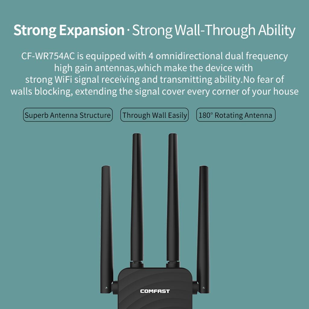 1200Mbps Wireless Wifi Repeater Range Extender Router Signal Booster US Plug