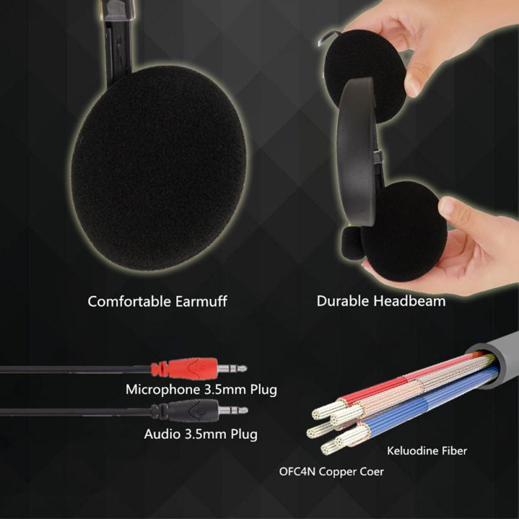 3.5mm Stereo PC Computer Headset with Mic Noise Cancelling for Call Center