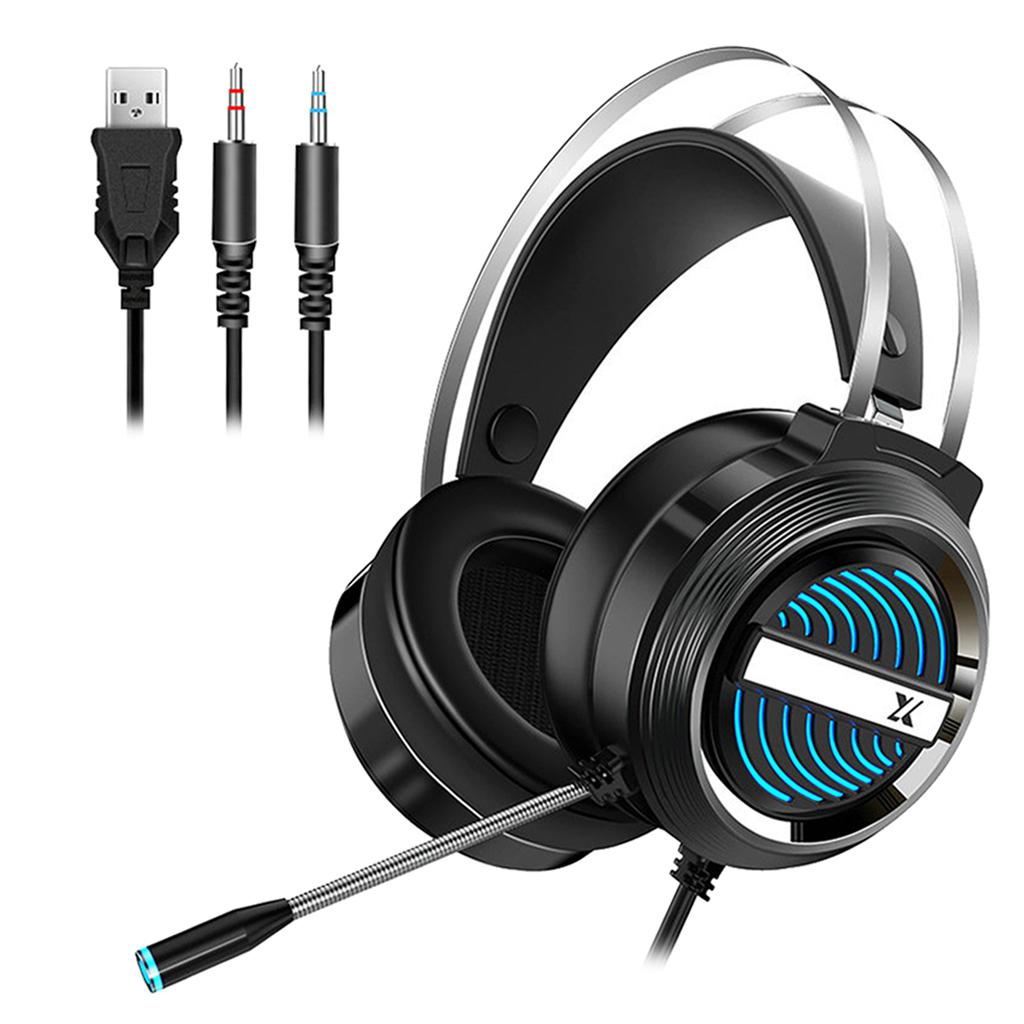 X9 USB + 3.5mm Gaming Headset with Mic 7 LED for PS4 PC Laptop black