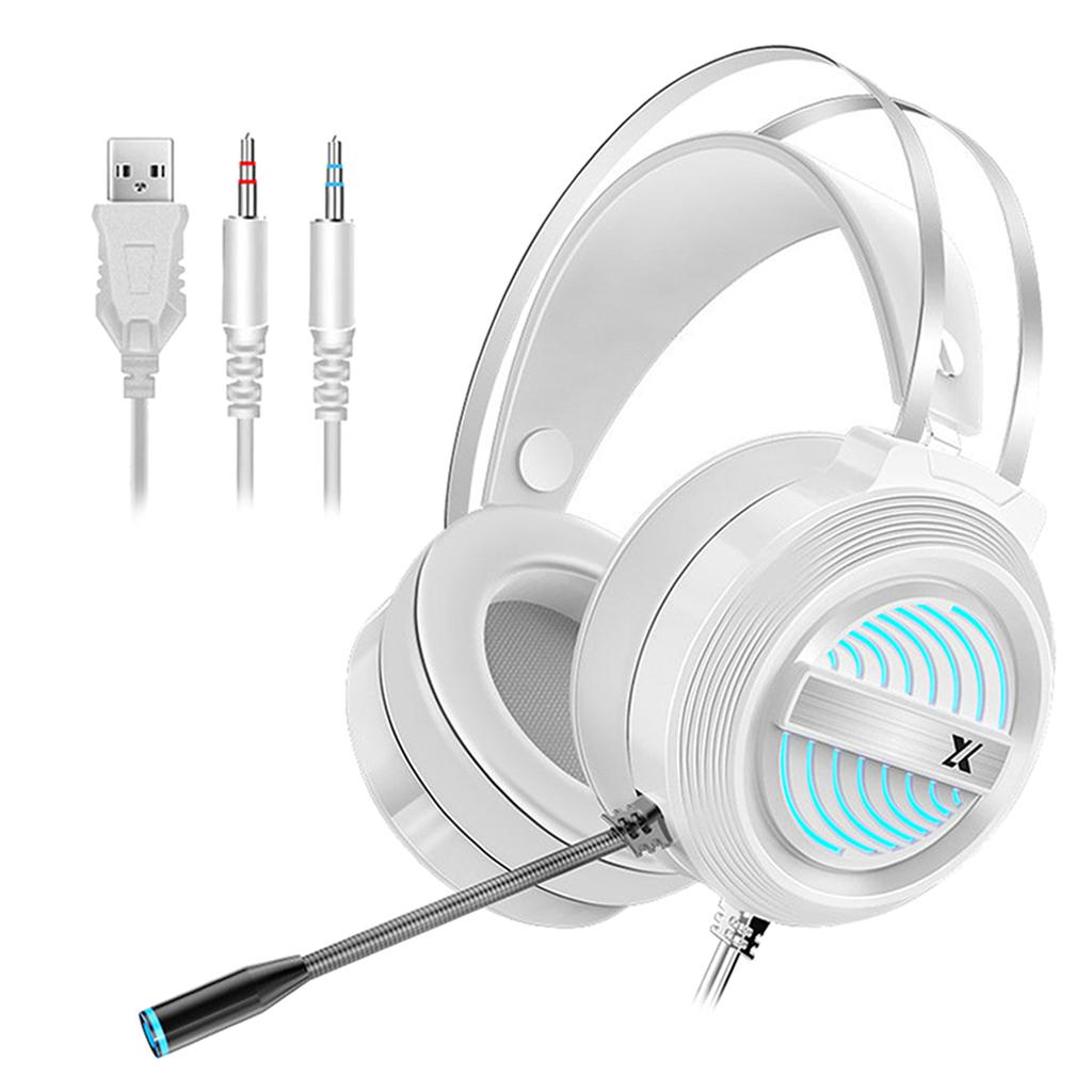 X9 USB + 3.5mm Gaming Headset with Mic 7 LED for PS4 PC Laptop white