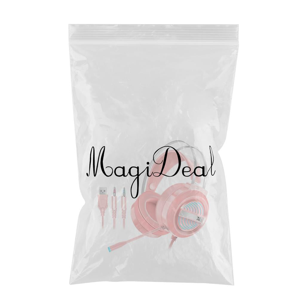 X9 USB + 3.5mm Gaming Headset with Mic 7 LED for PS4 PC Laptop pink