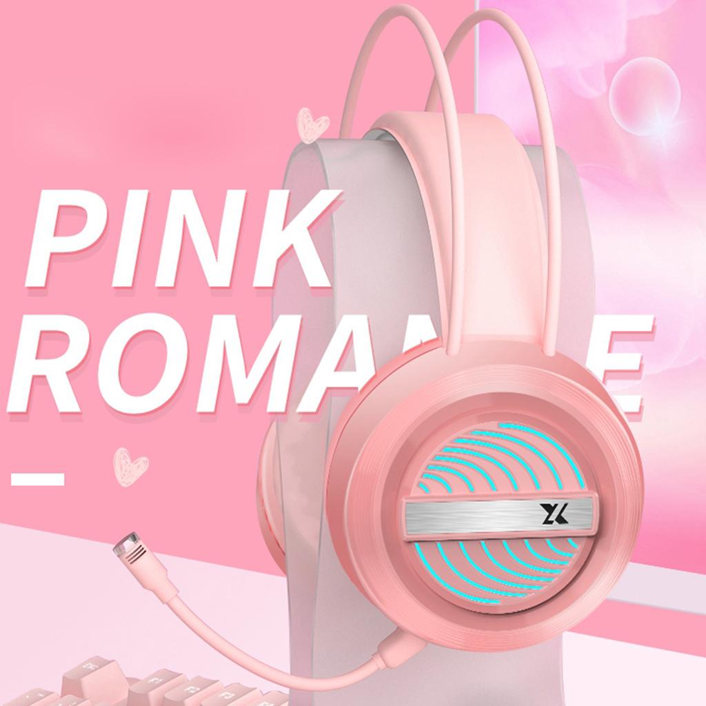 Computer Desktop Gaming Keyboard and Mouse +Gaming Headset +Mouse Pad Pink