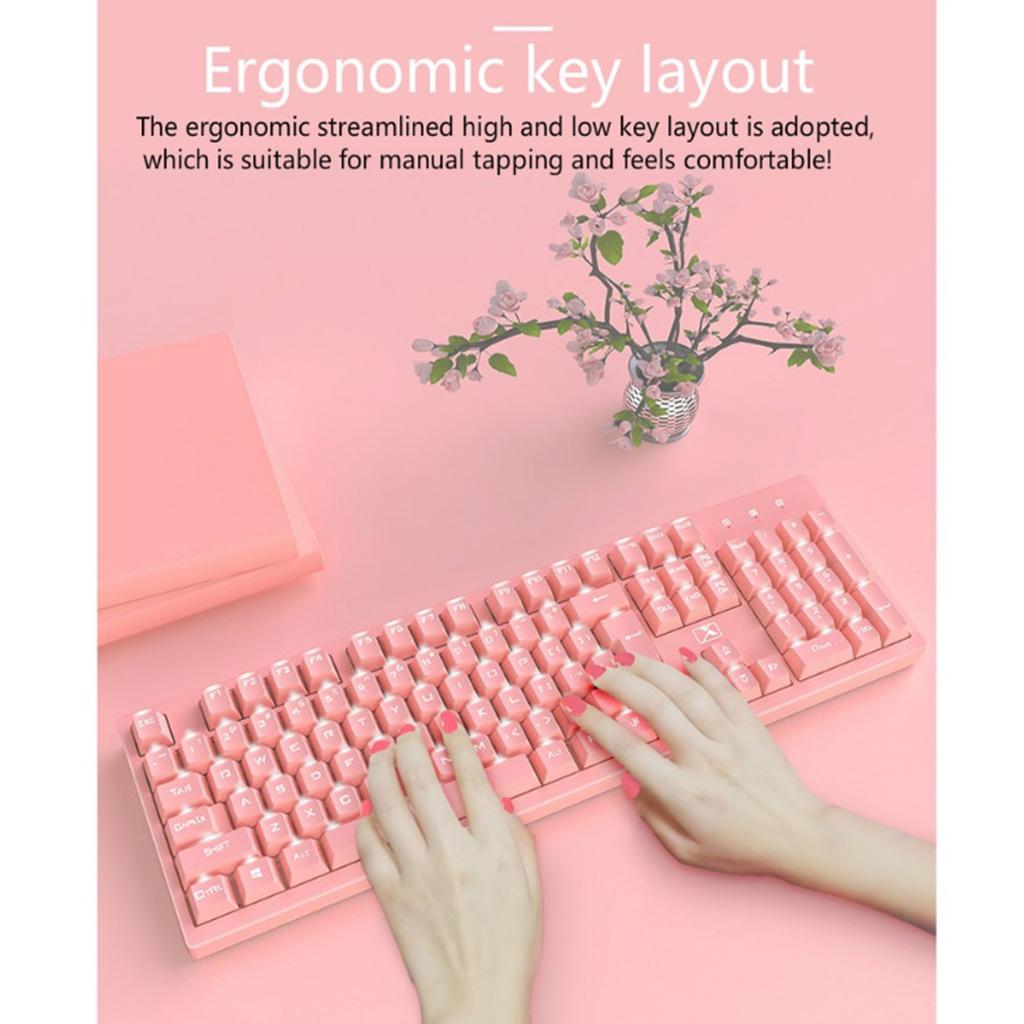 Computer Desktop Gaming Keyboard and Mouse +Gaming Headset +Mouse Pad Pink