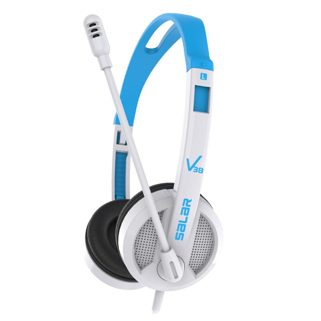 Kids Wired Headphones Over-ear Headset Gift for Children White+Blue