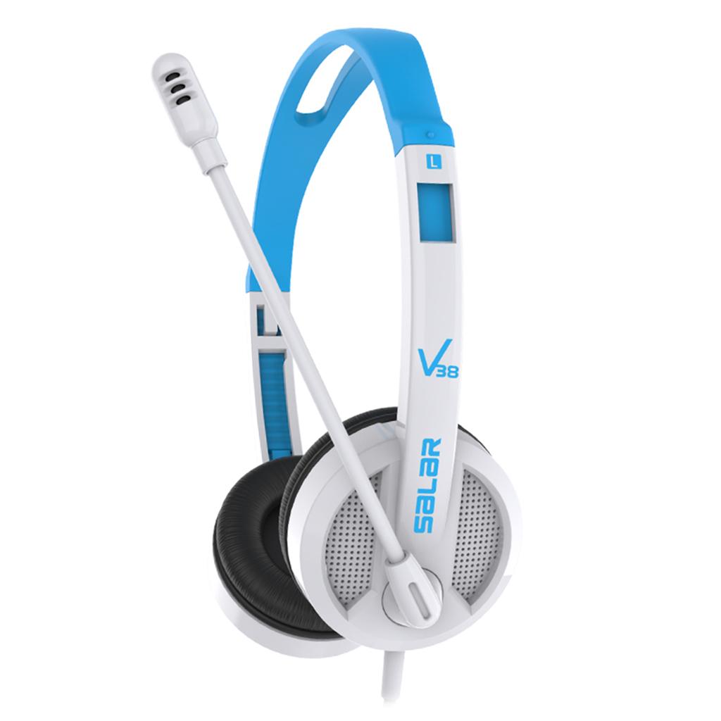 Kids Wired Headphones Over-ear Headset Gift for Children White+Blue