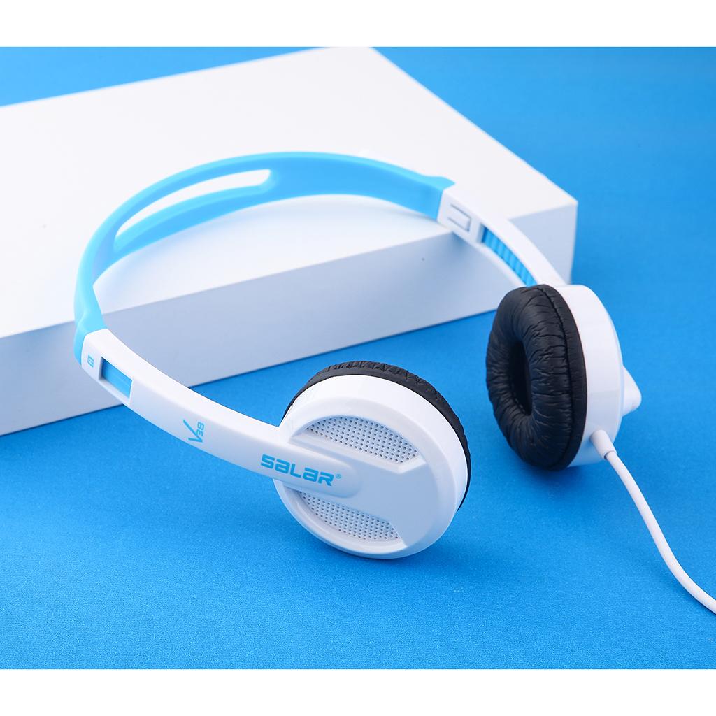 Kids Wired Headphones Over-ear Headset Gift for Children White+Blue