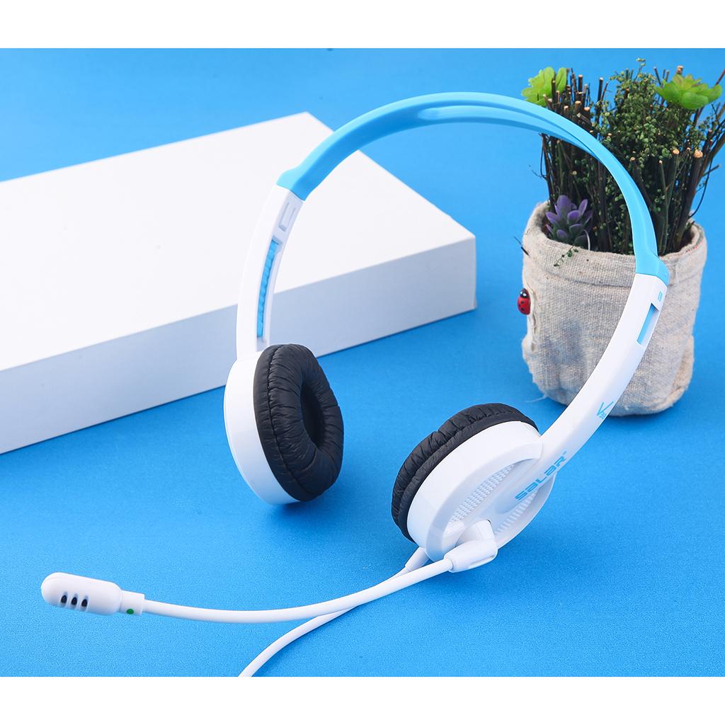 Kids Wired Headphones Over-ear Headset Gift for Children White+Blue