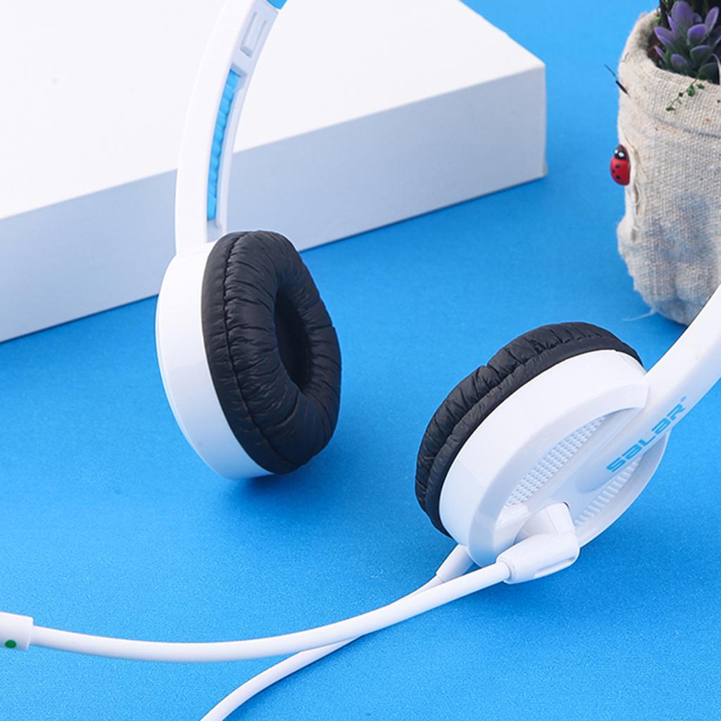Kids Wired Headphones Over-ear Headset Gift for Children White+Blue