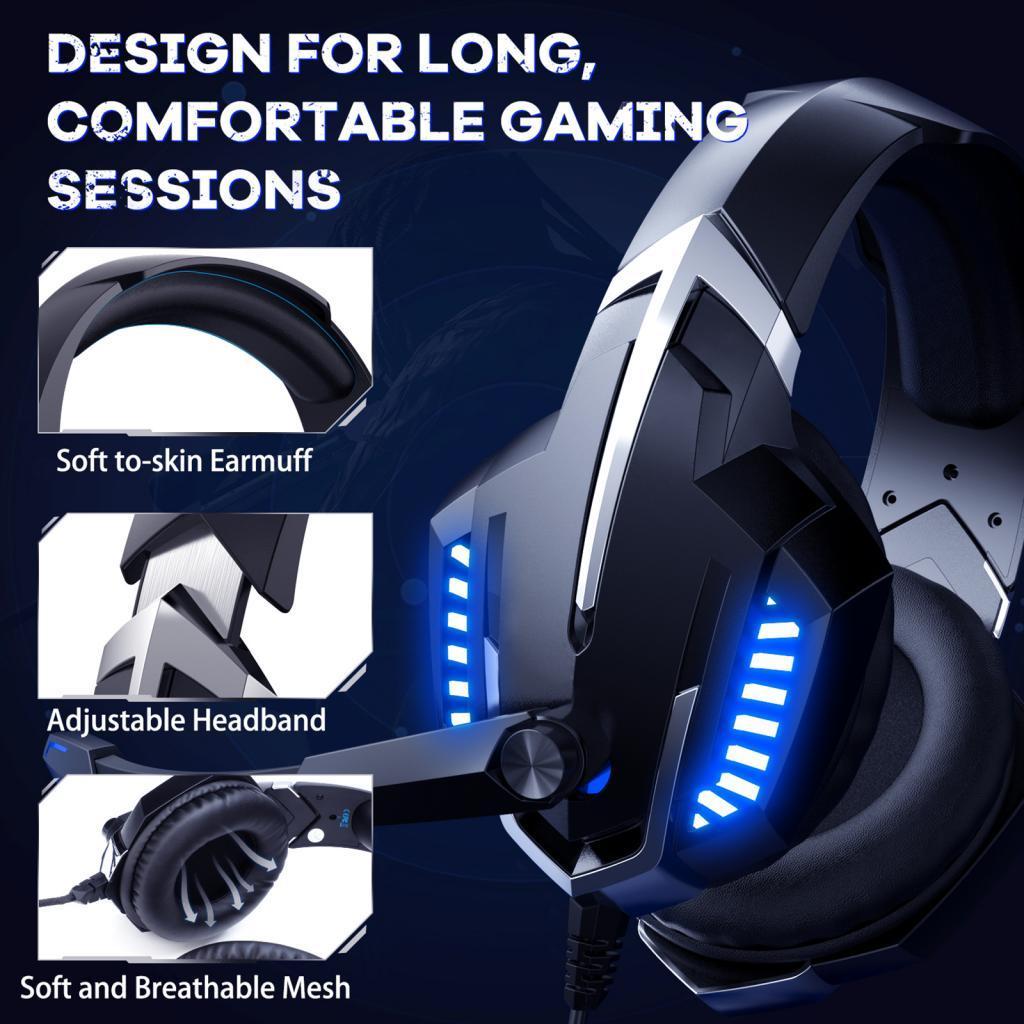 K18 Stereo PC Gaming Headset Headphones Online Chat Mic NEW Led