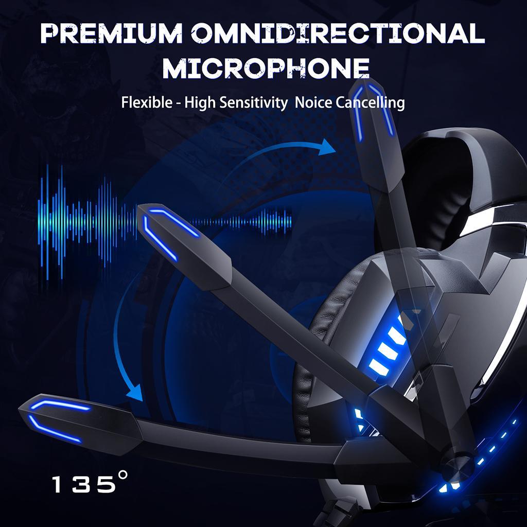 K18 Stereo PC Gaming Headset Headphones Online Chat Mic NEW Led