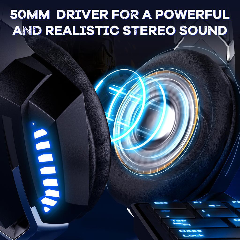 K18 Stereo PC Gaming Headset Headphones Online Chat Mic NEW Led