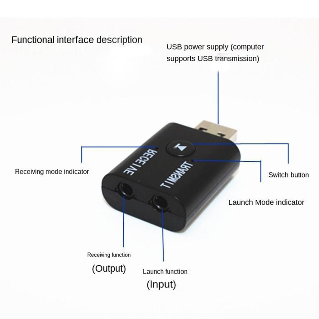 Bluetooth 5.0 Audio Receiver Transmitter 3.5mm Jack Music Adapter for Car PC