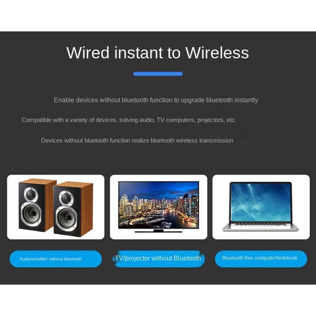 Bluetooth 5.0 Audio Receiver Transmitter 3.5mm Jack Music Adapter for Car PC