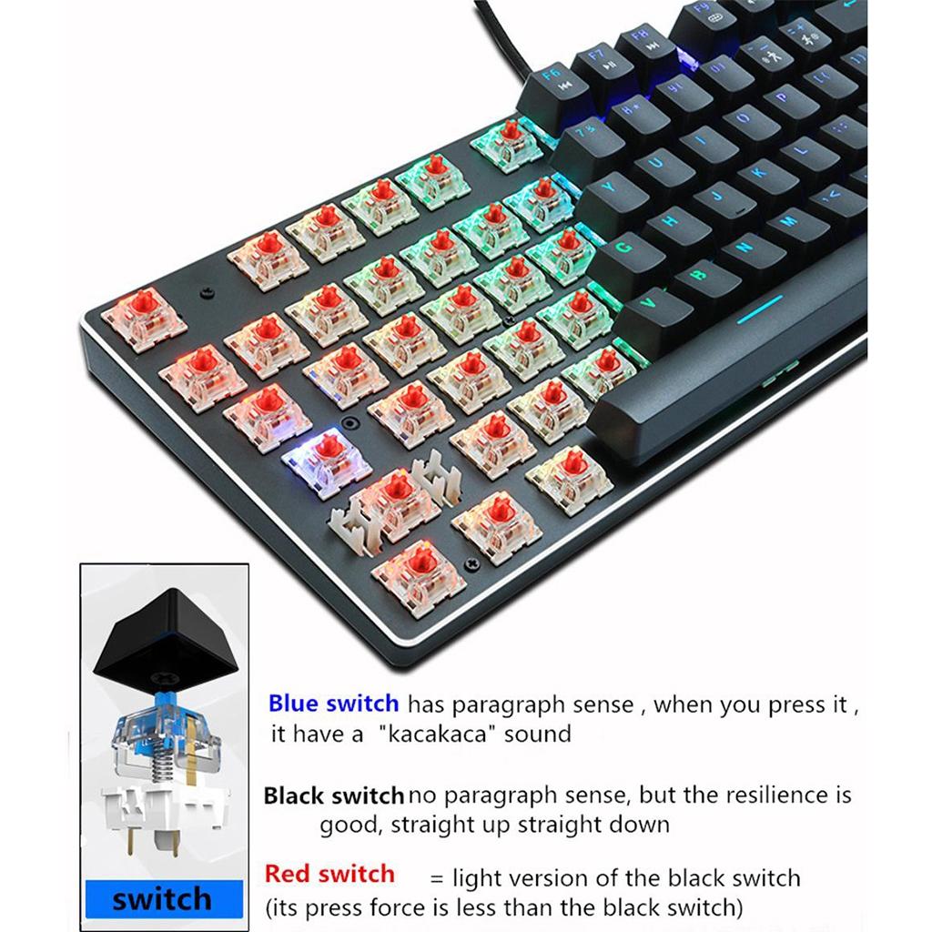 ZUOYA Gaming Mechanical Keyboard Wired Backlit 87Key Black Switch RGB