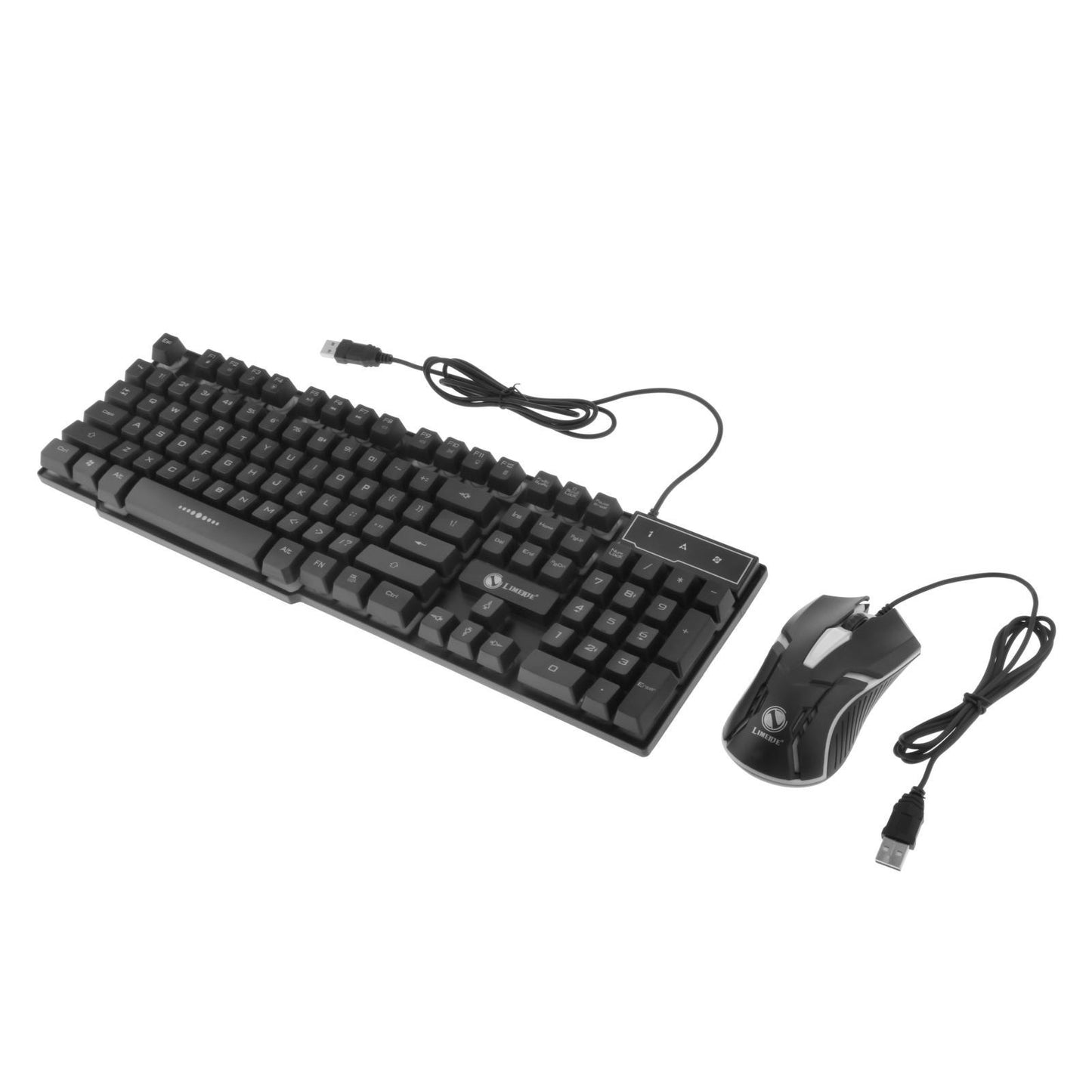 Wired Gaming Keyboard RGB Backlit Multimedia Keys black 2 set