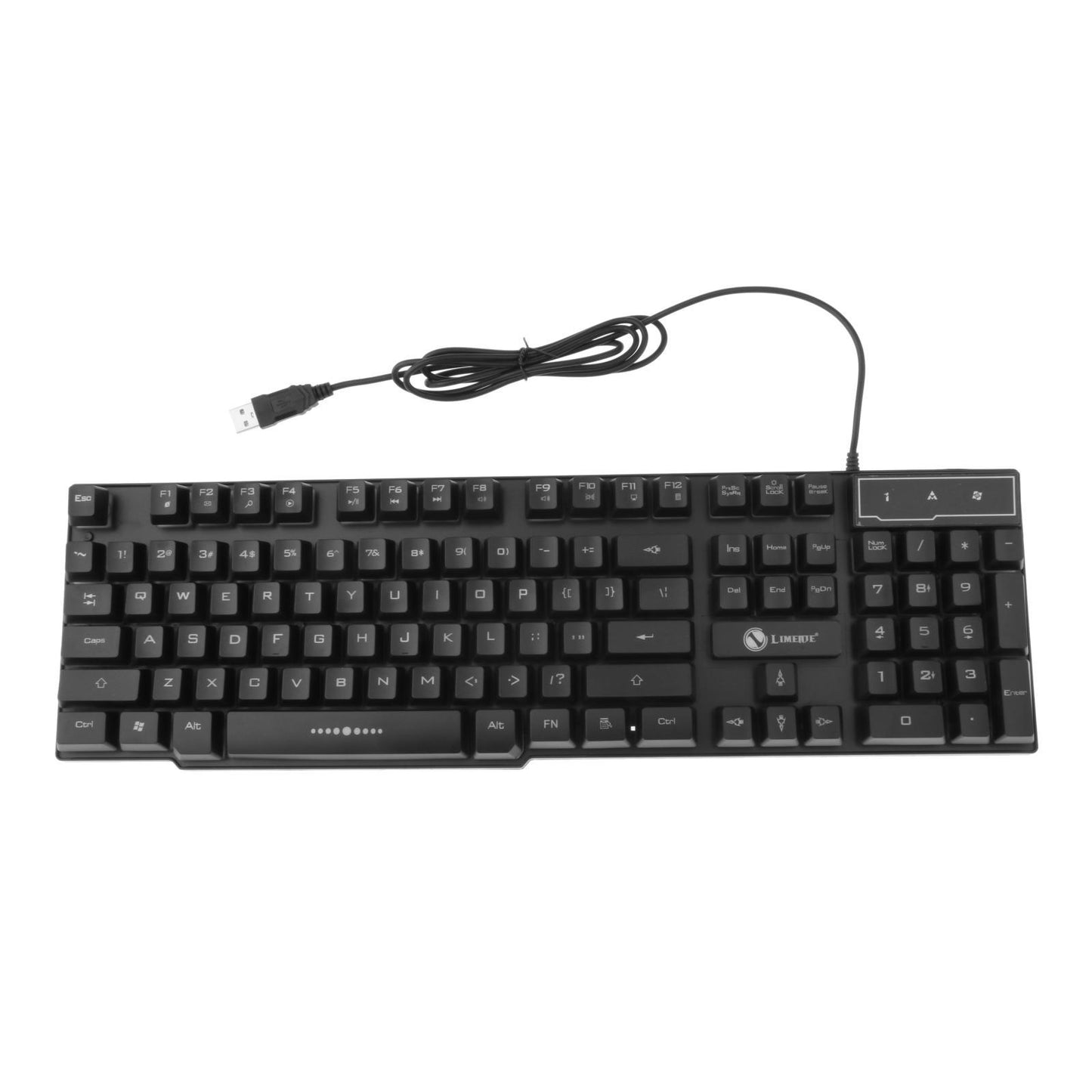 Wired Gaming Keyboard RGB Backlit Multimedia Keys black 2 set