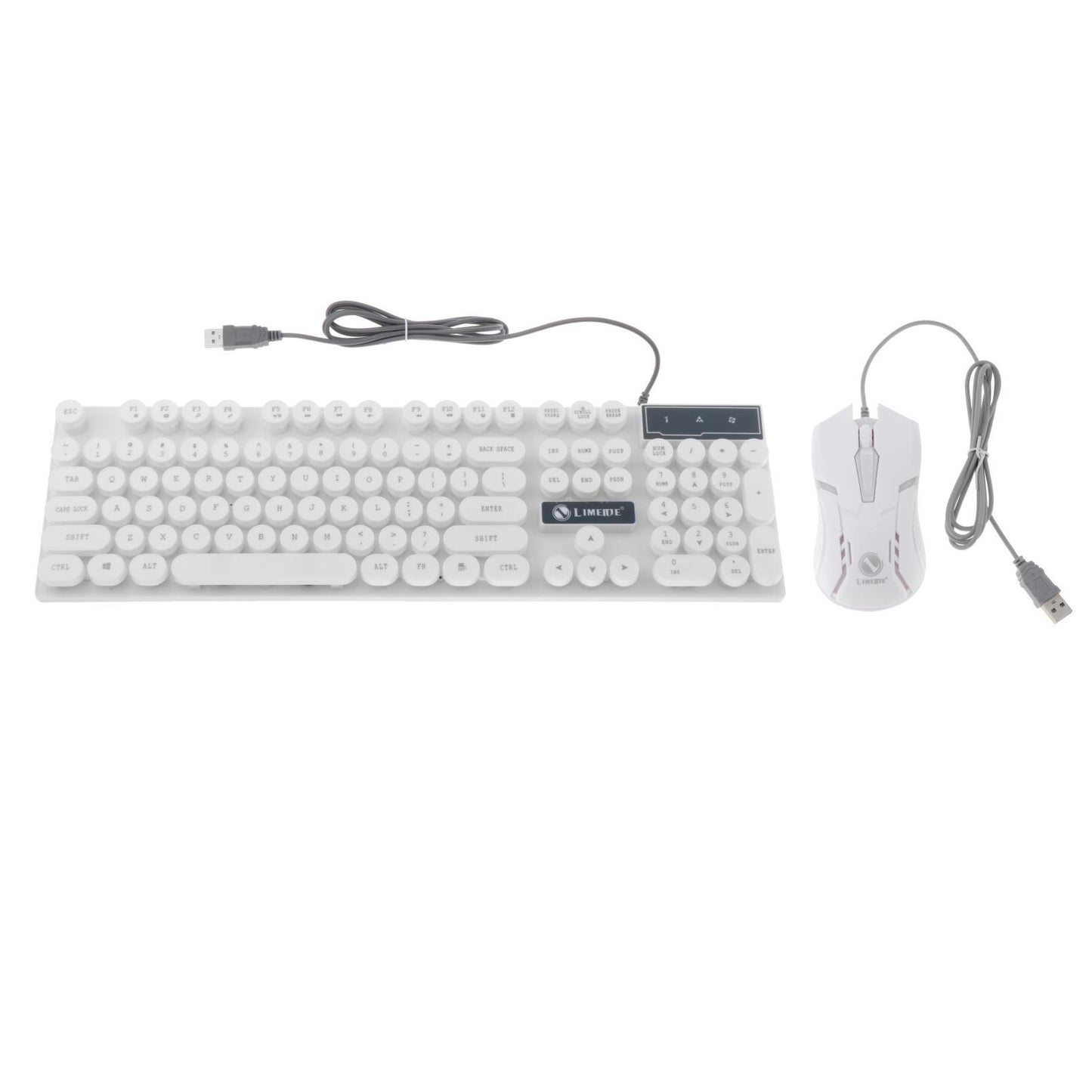 Wired Gaming Keyboard RGB Backlit Multimedia Keys punk white