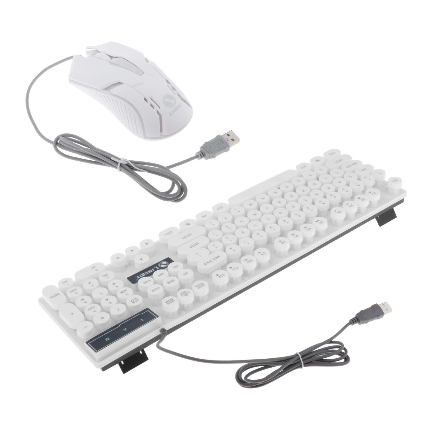 Wired Gaming Keyboard RGB Backlit Multimedia Keys punk white