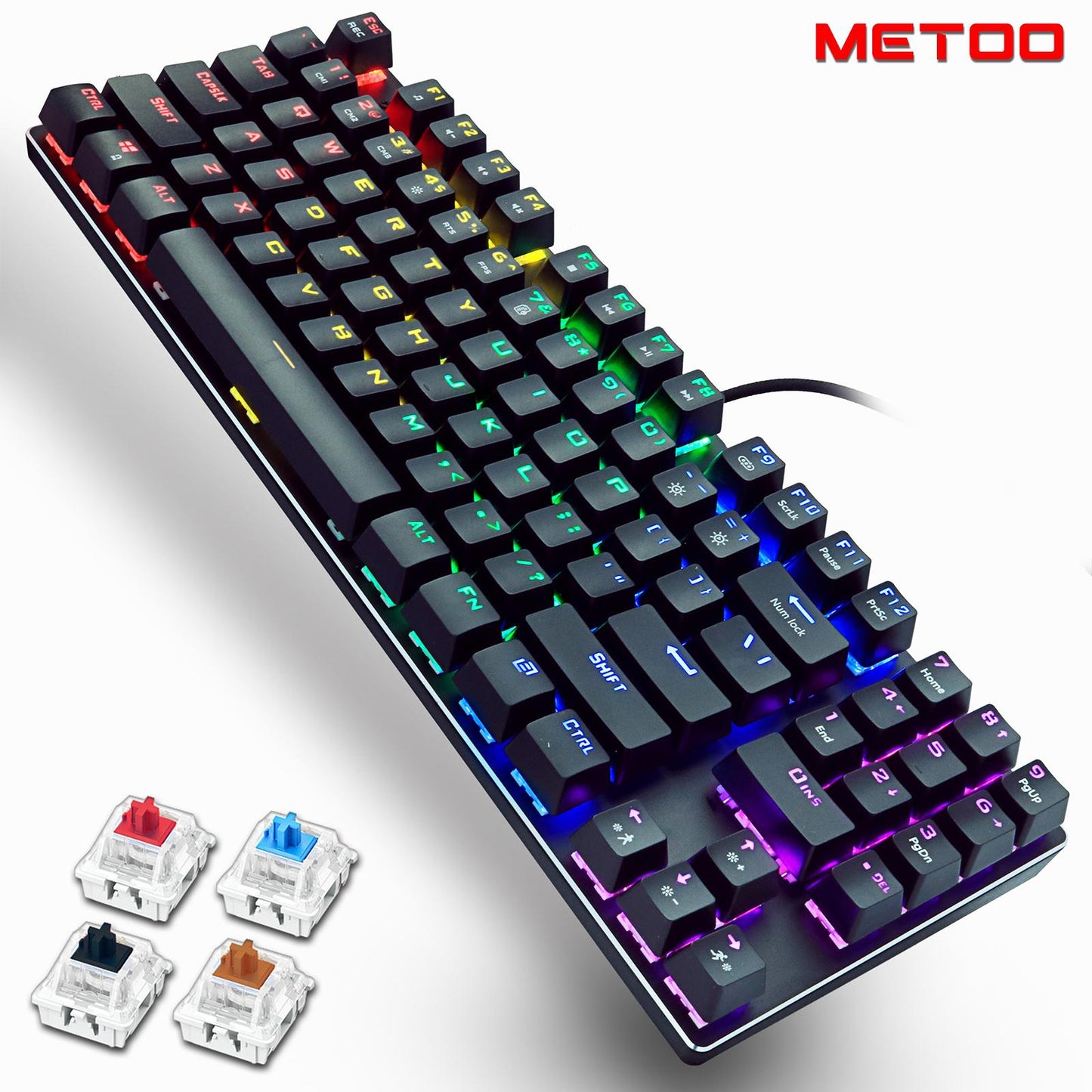 Mechanical Gaming Keyboard USB Wired 89 Keys Backlight Laptop Blue Switch