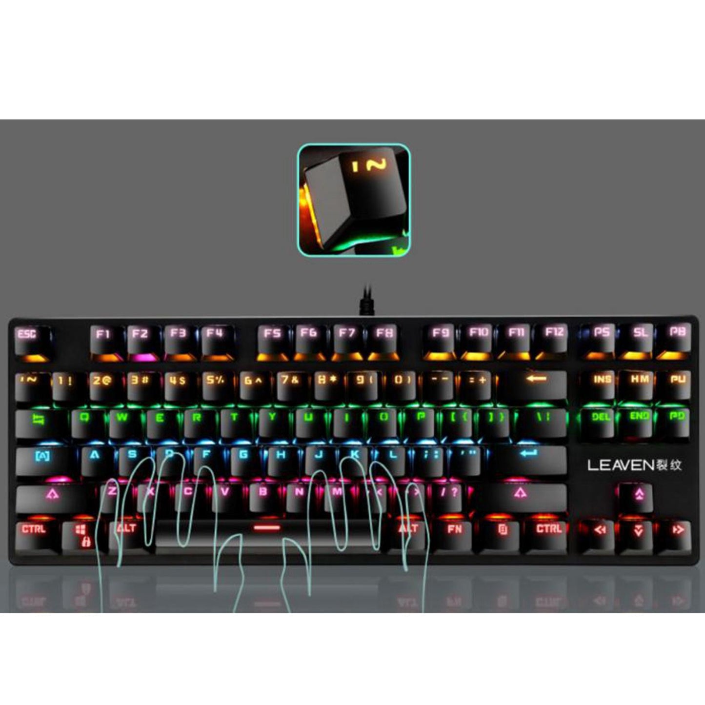 K550 Mechanical Gaming Keyboard Wired Keyboard 87 Keys RGB Backlit Black