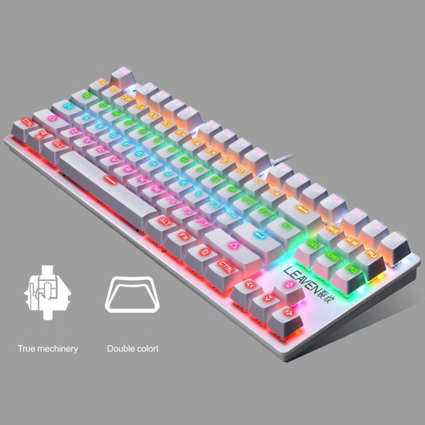K550 Mechanical Gaming Keyboard Wired Keyboard 87 Keys RGB Backlit White