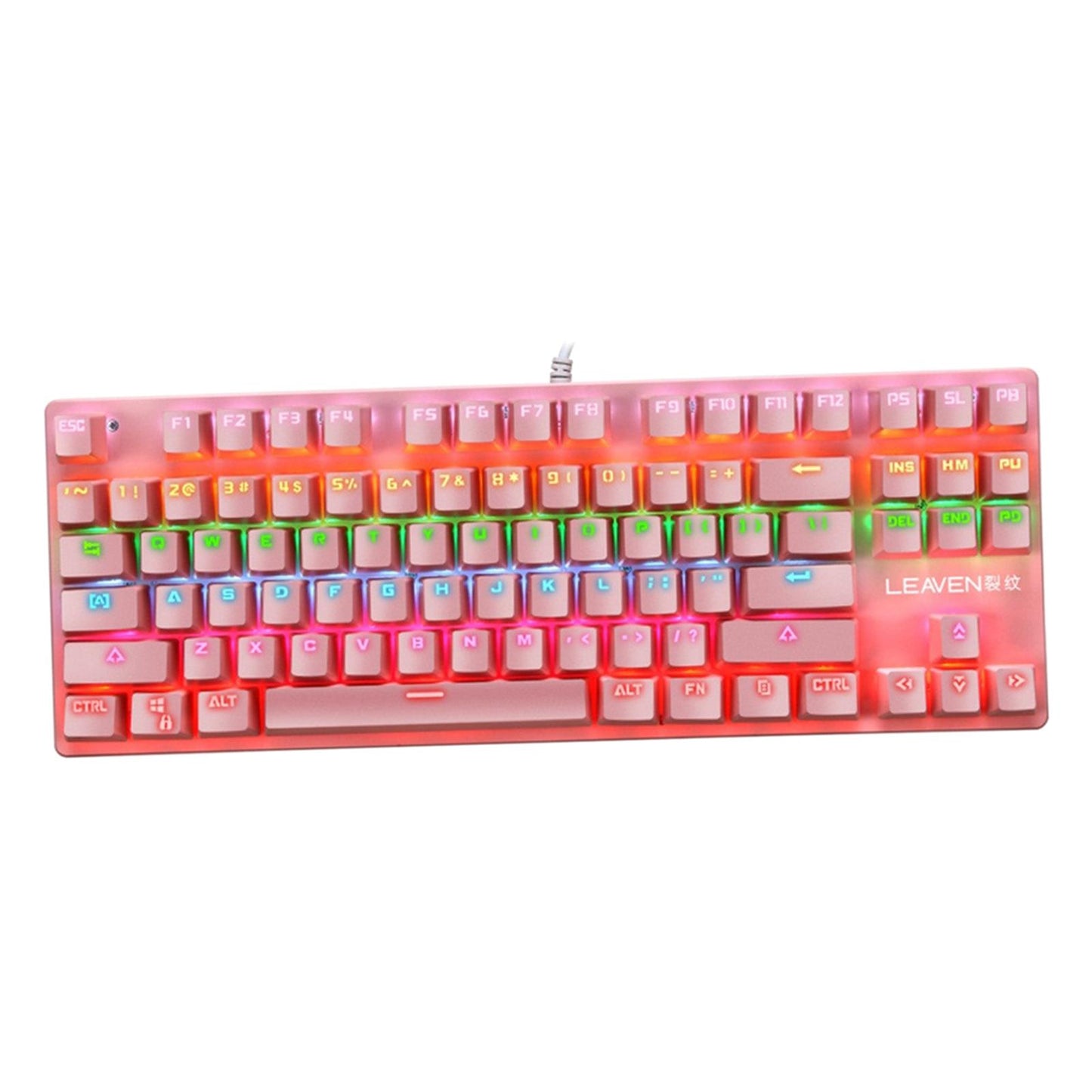 K550 Mechanical Gaming Keyboard Wired Keyboard 87 Keys RGB Backlit Pink