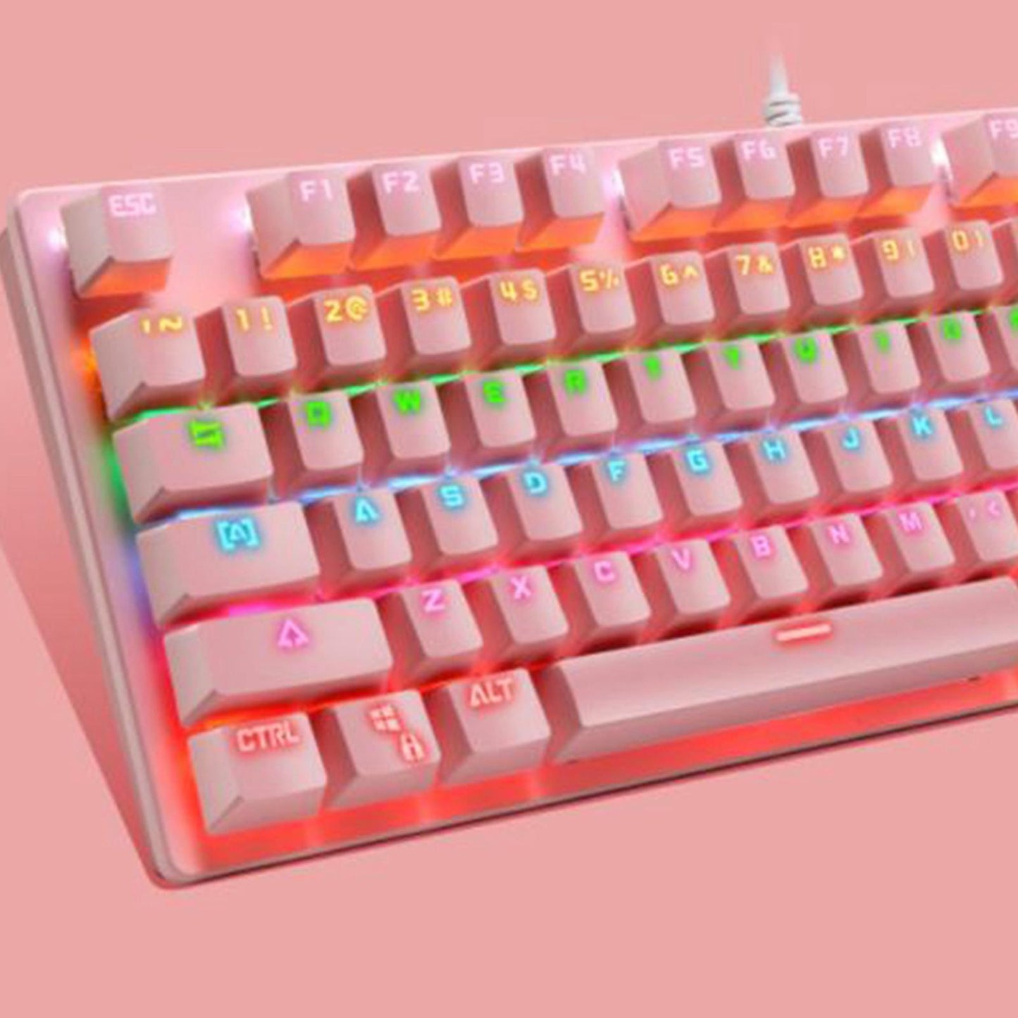 K550 Mechanical Gaming Keyboard Wired Keyboard 87 Keys RGB Backlit Pink