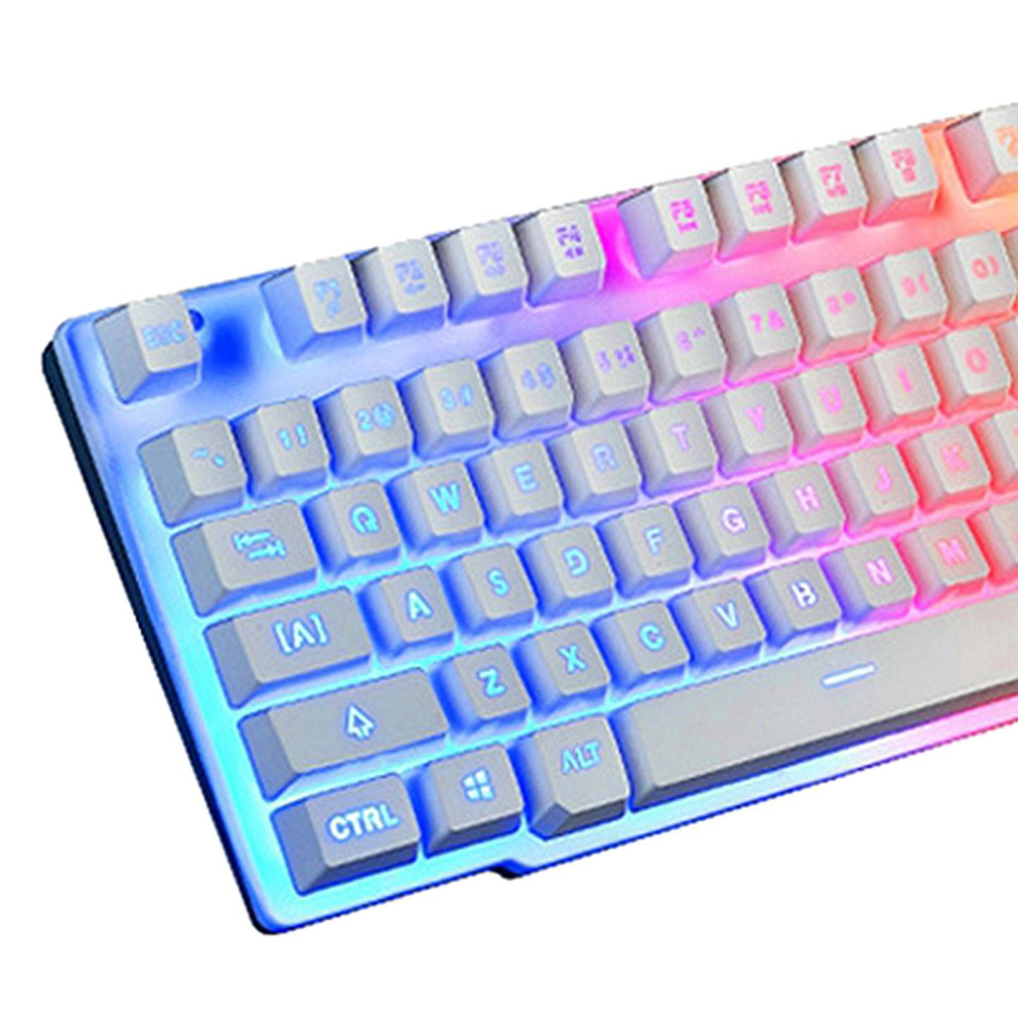 T6 Rainbow LED USB Wired Gaming Keyboard & Mouse Pad Set for PC Laptop White