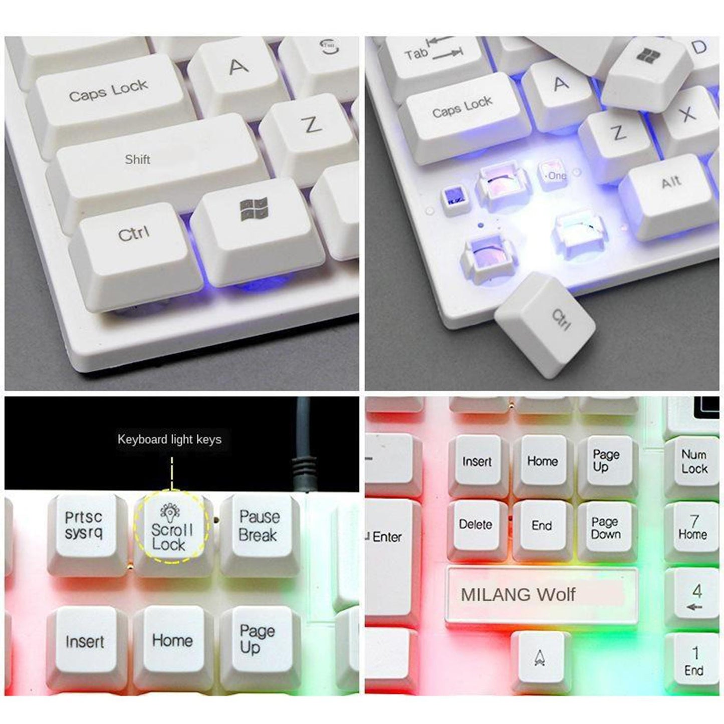 RGB Backlit Mechanical Gaming Keyboard 104 Keys USB White Keyboard