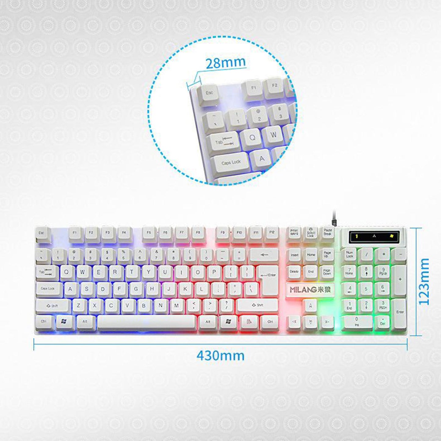 RGB Backlit Mechanical Gaming Keyboard 104 Keys USB White Keyboard mouse