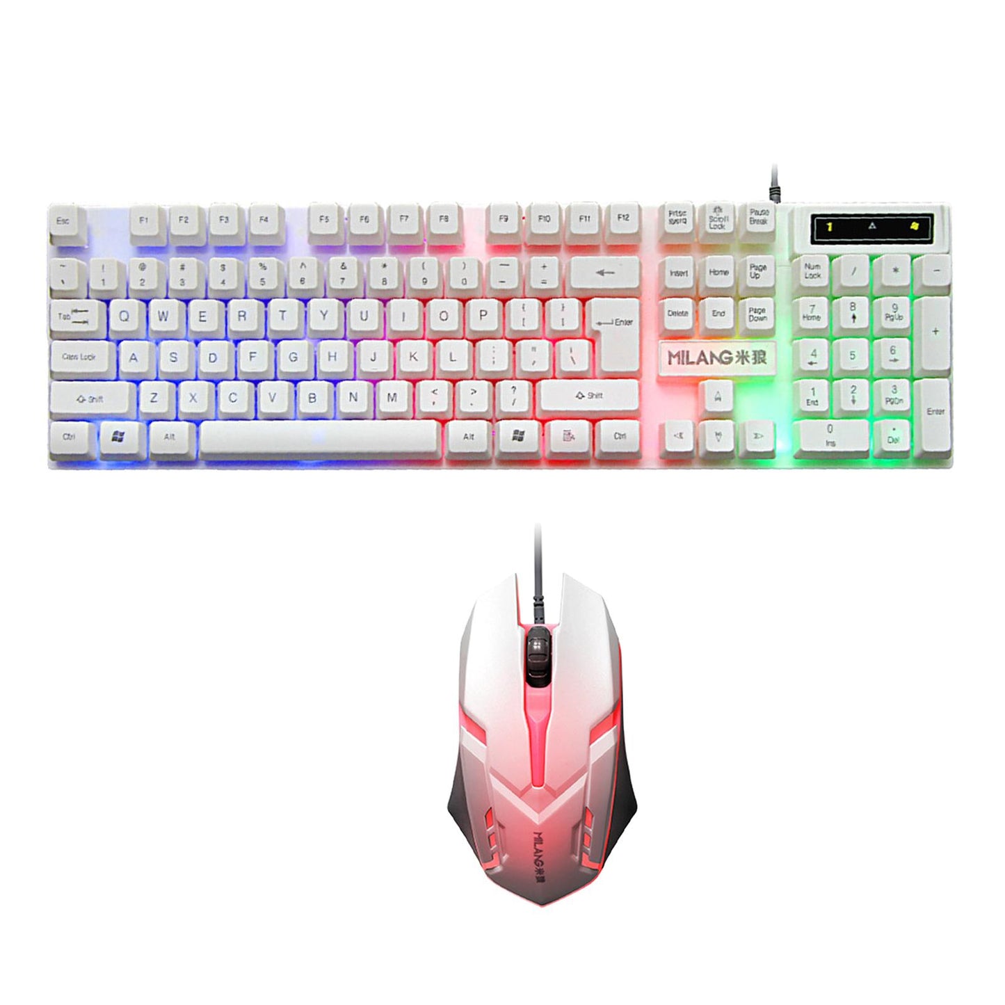 RGB Backlit Mechanical Gaming Keyboard 104 Keys USB White Keyboard mouse