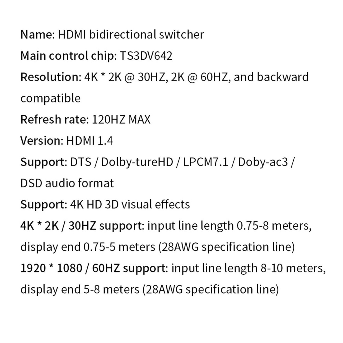 Full HD 1080P 4K Bi Direction 3D HDMI Switch Switcher Splitter Hub 2In1 Out