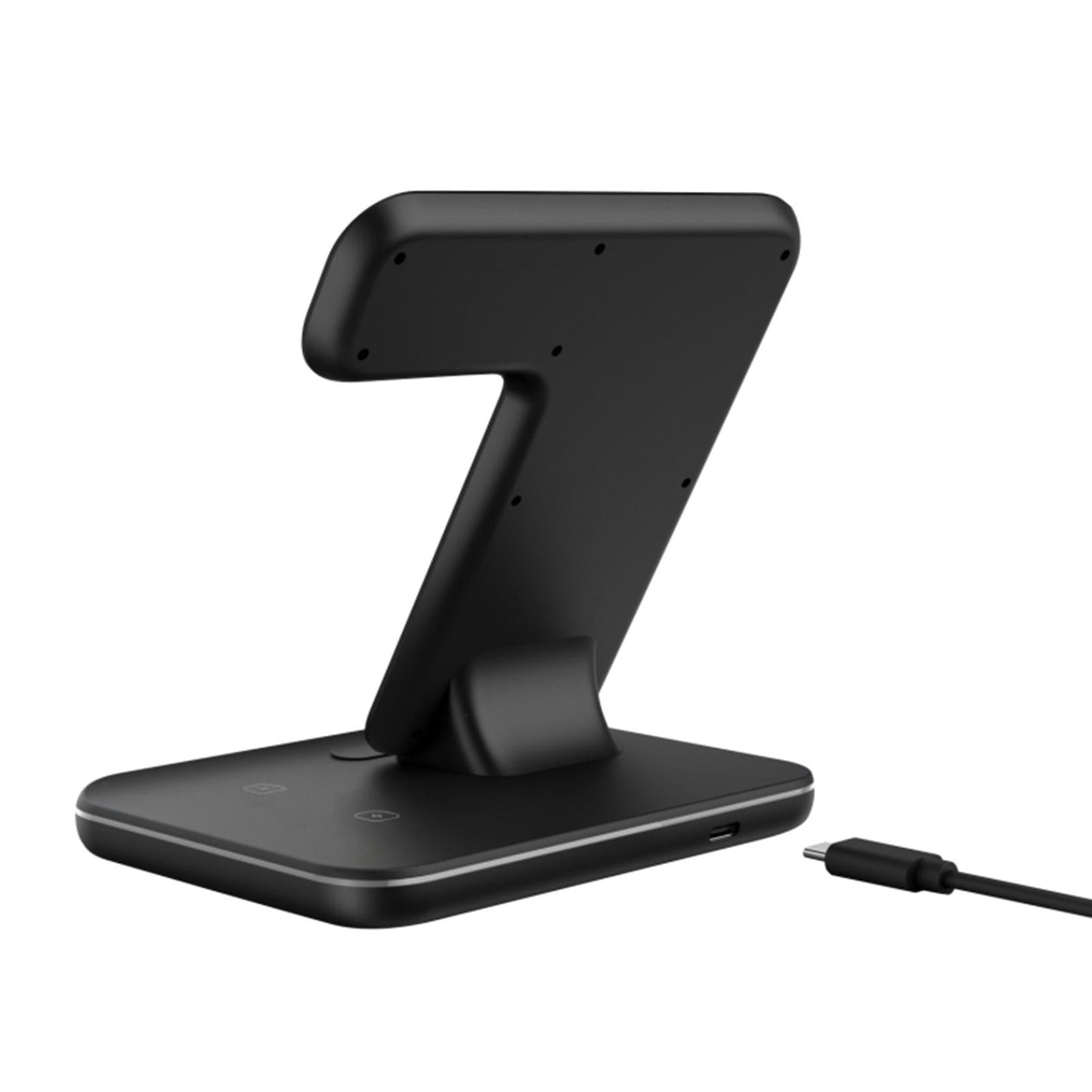 3 in 1 15W Wireless Fast Charging Station Charger Dock Stand for Phone Black