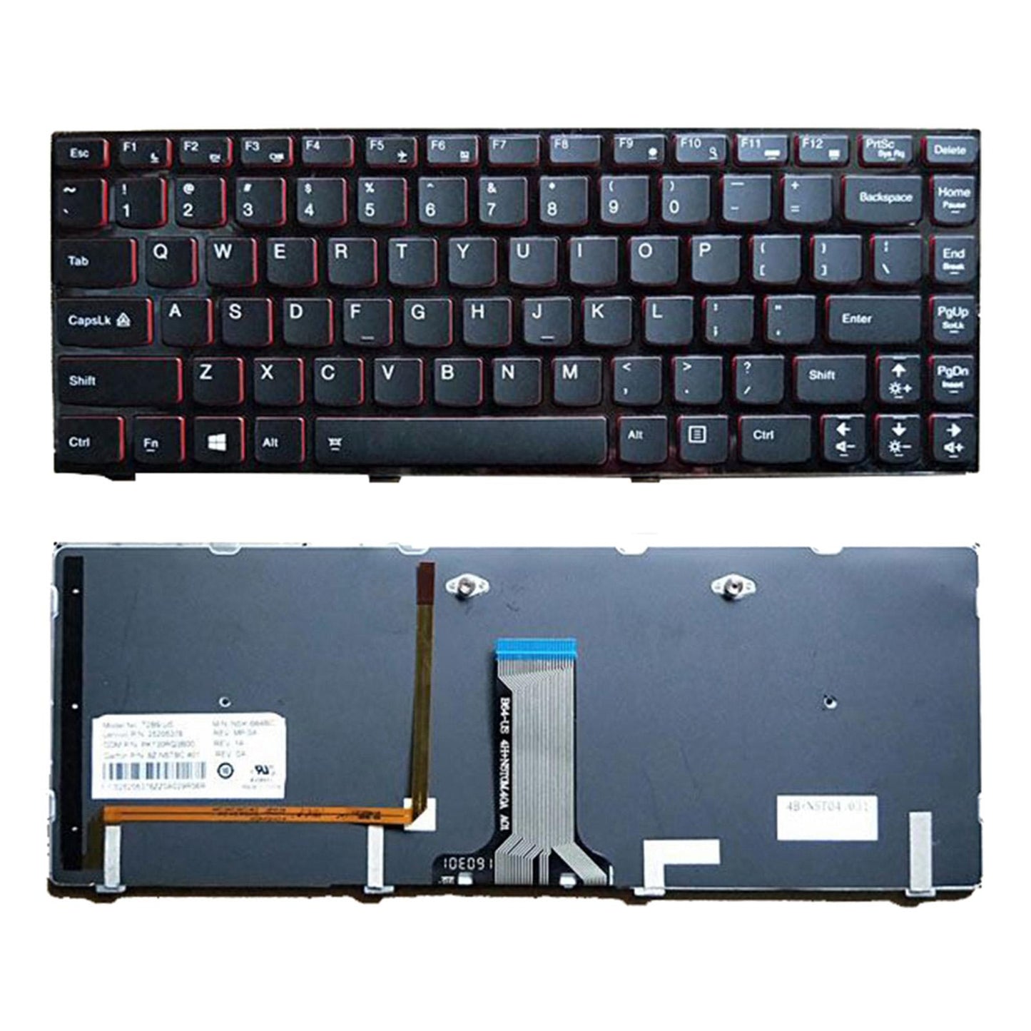 US Layout Keyboard Replacement with Backlit for Lenovo Ideapad Y400 Y400N