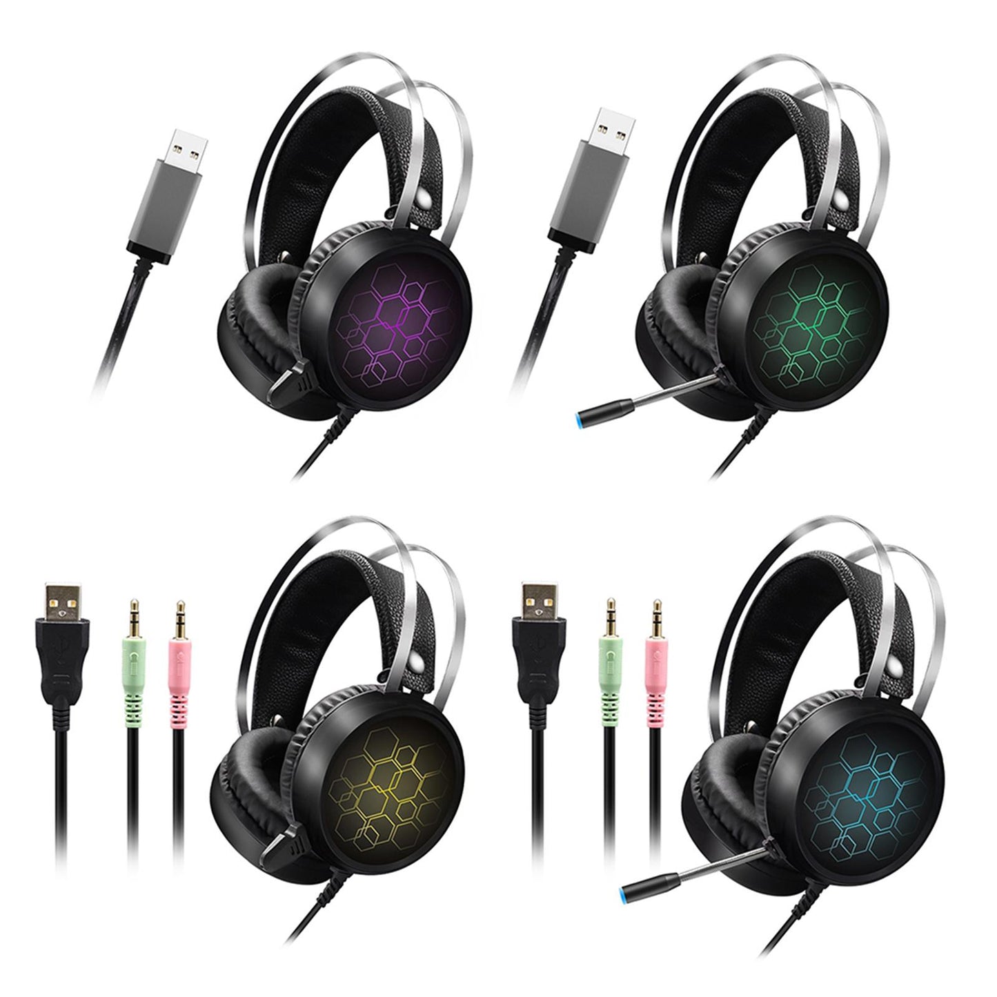 LED Wired Gaming Headset Deep Bass with Mic For PS4 PC 3.5mm Short Mic