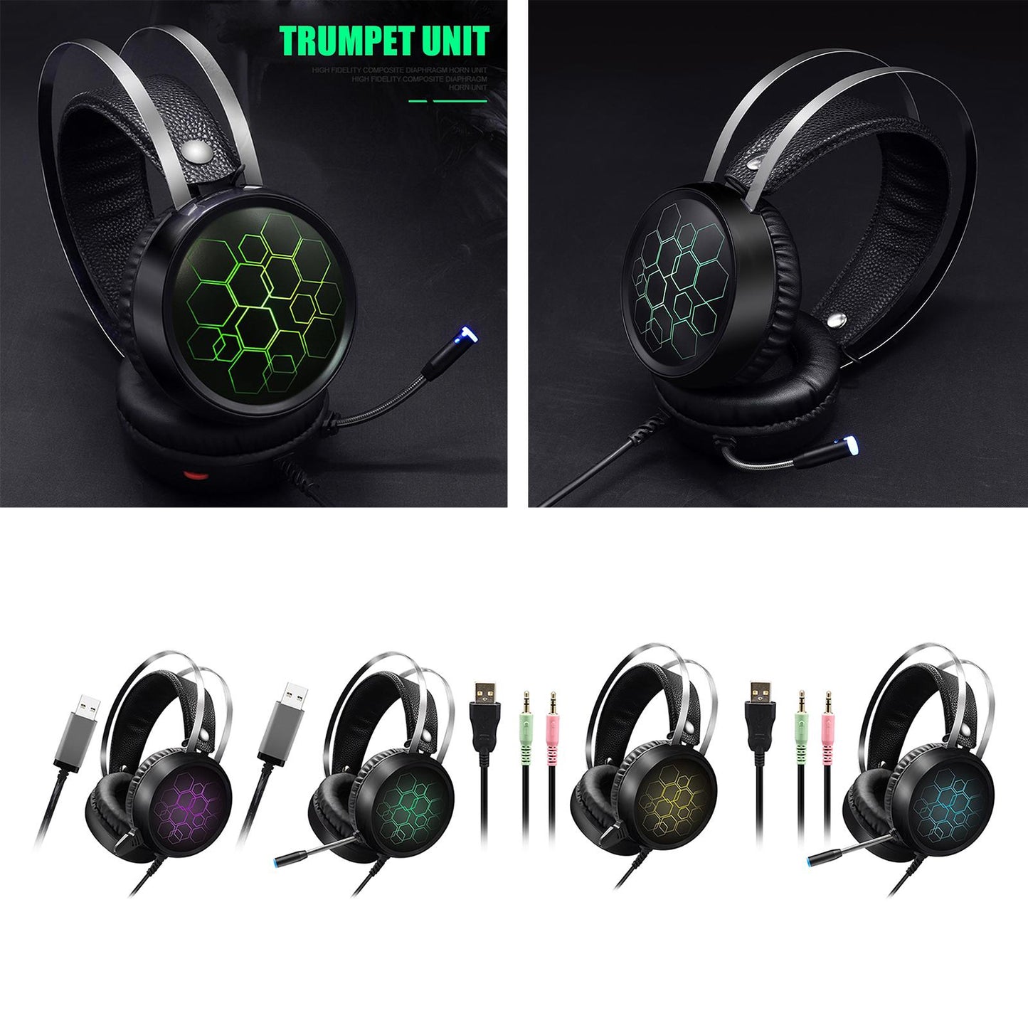 LED Wired Gaming Headset Deep Bass with Mic For PS4 PC 3.5mm Short Mic