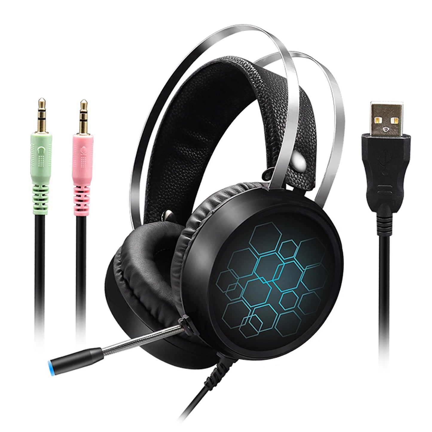 LED Wired Gaming Headset Deep Bass with Mic For PS4 PC 3.5mm Long Mic