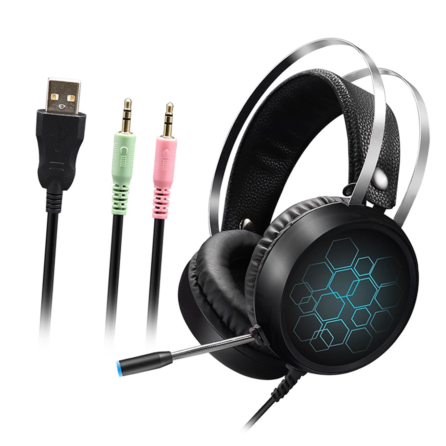 LED Wired Gaming Headset Deep Bass with Mic For PS4 PC 3.5mm Long Mic