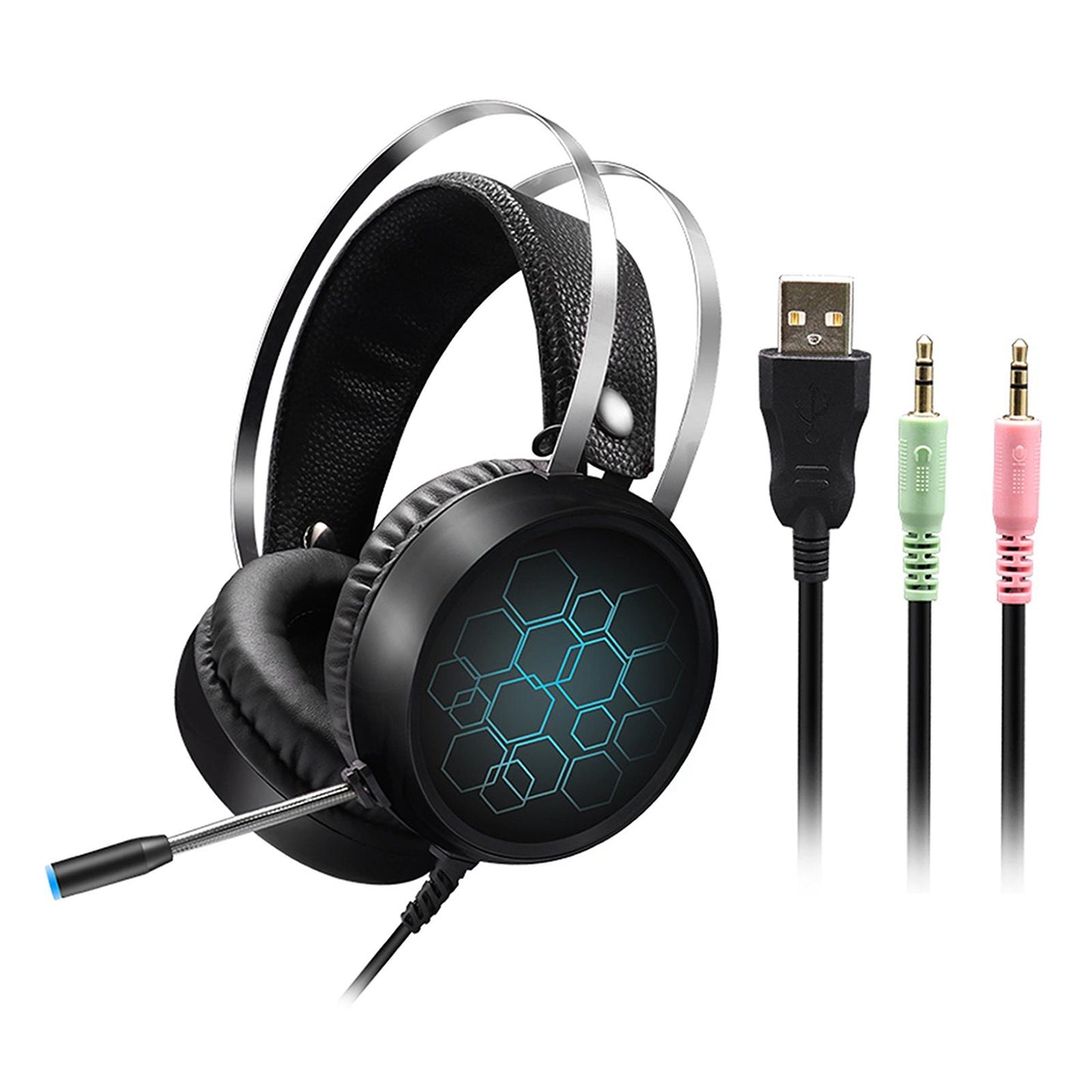 LED Wired Gaming Headset Deep Bass with Mic For PS4 PC 3.5mm Long Mic